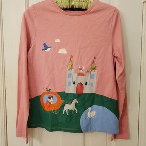 Mini Boden pink Cinderella/castle long-sleeve tee